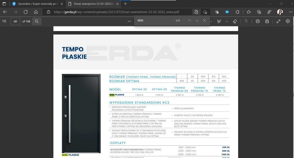 Drzwi zewnętrzne GERDA thermo premium z montażem
