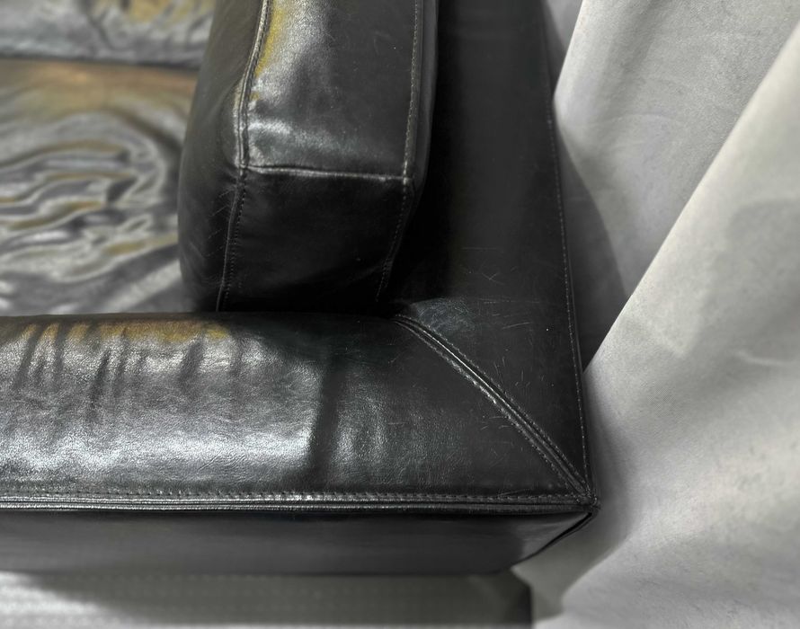 Чорний шкіряний диван-трійка/шкіряний диван/шкіряні дивани/меблі