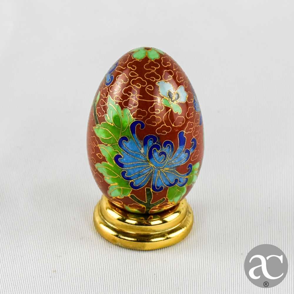 Ovo em cloisonné, China, com base em metal dourado nº11