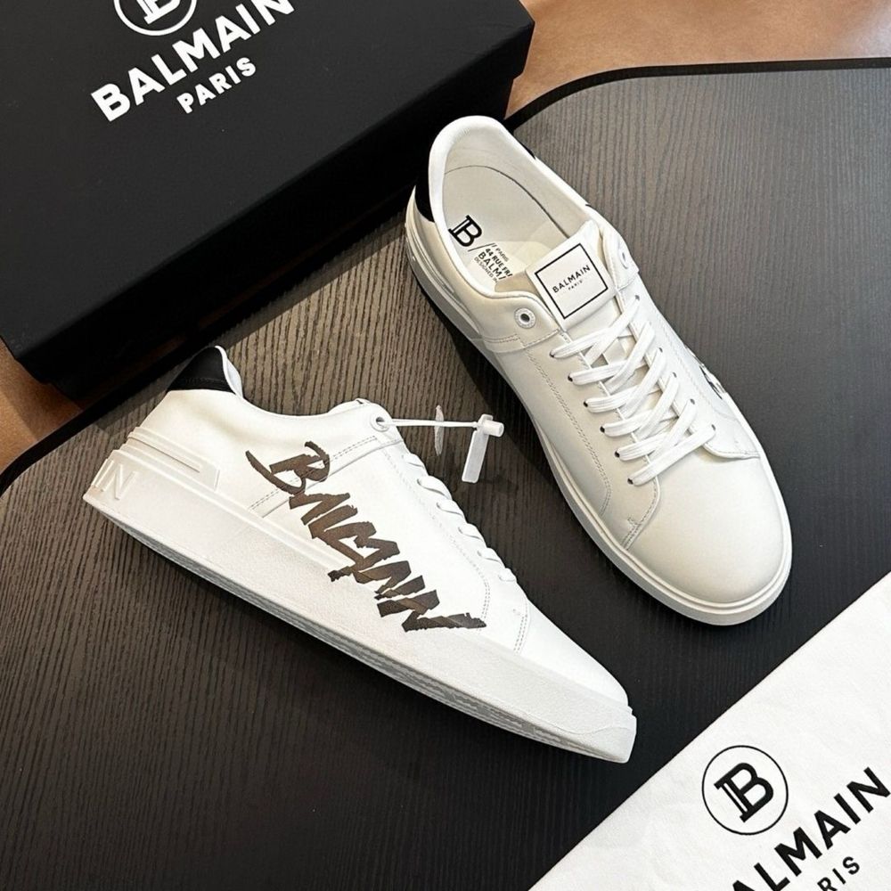 Кожаные кроссовки кеды мужские balmain сникерсы