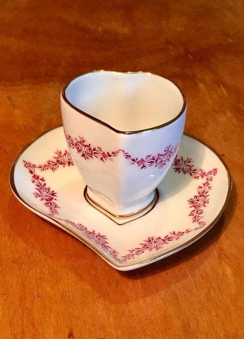 D’ARTVAL - chávena de café antiga com forma de coração - 10x5 cm/s