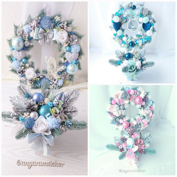 Вінок на двері, рождественский венок, подсвечник новорічний вінок