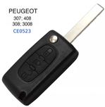 Carcaça chave Citroen Peugeot 3 botões com faróis CE0523