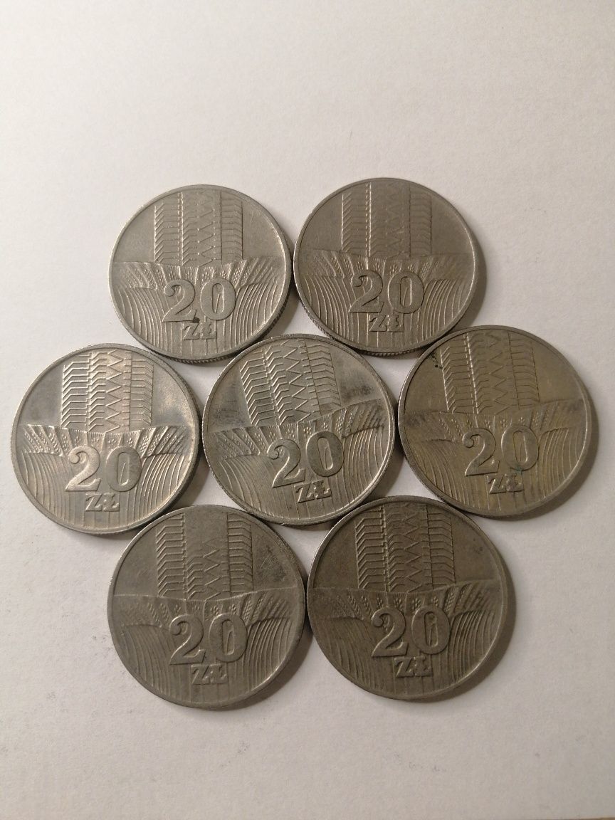 Monety 20 zł, 1973 - 1976r., wieżowiec i kłosy
