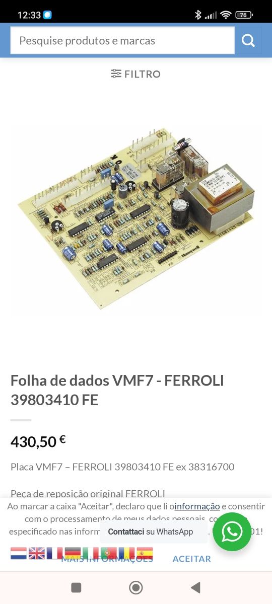 Placa eletrónica Ferroli Elite