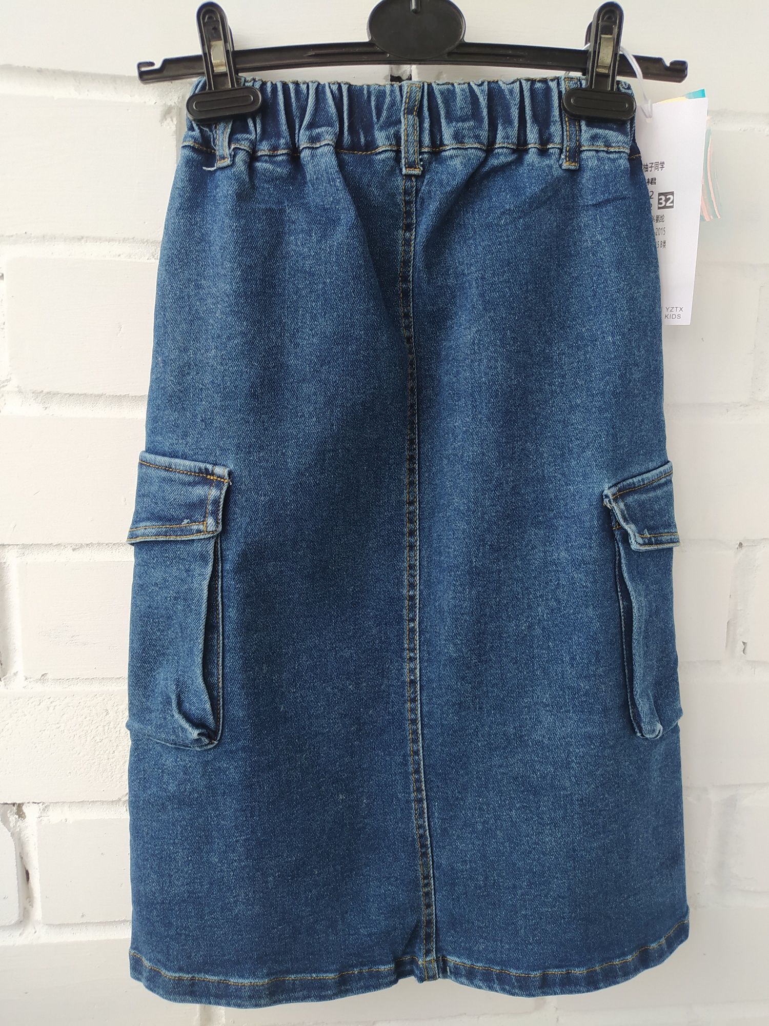 Дитячі сині джинсові спідниці карго на дівчинку детская джинсовая юбка
