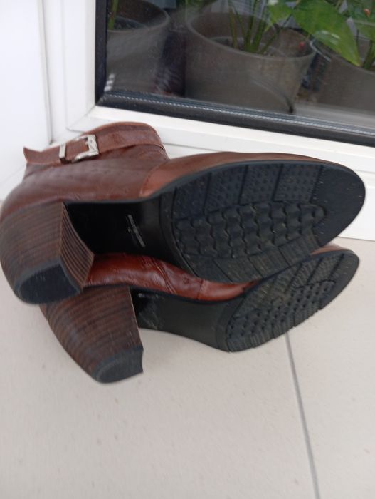 Brązowe skórzane buty botki kozaki Bibba no, rozm. 37