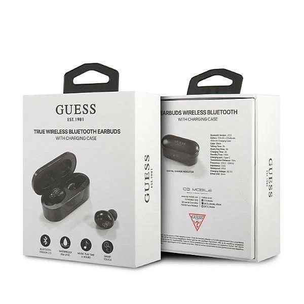 Słuchawki Bluetooth Guess TWS + stacja dokująca - czarne