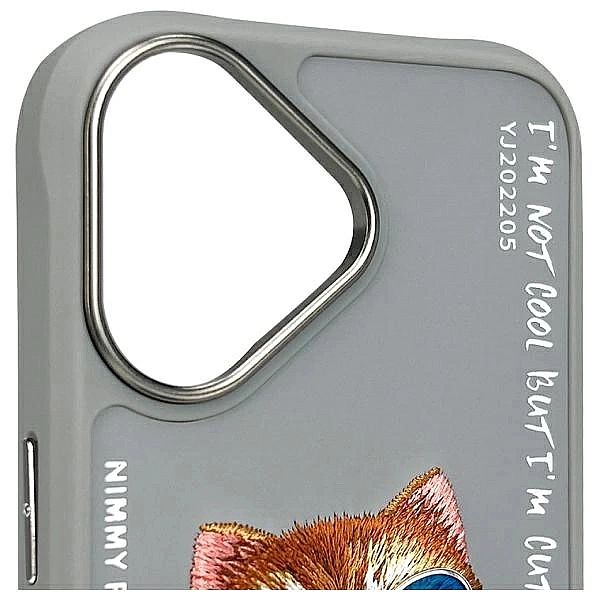 Etui Nimmy Glasses Cool Cat na iPhone 16 - szare