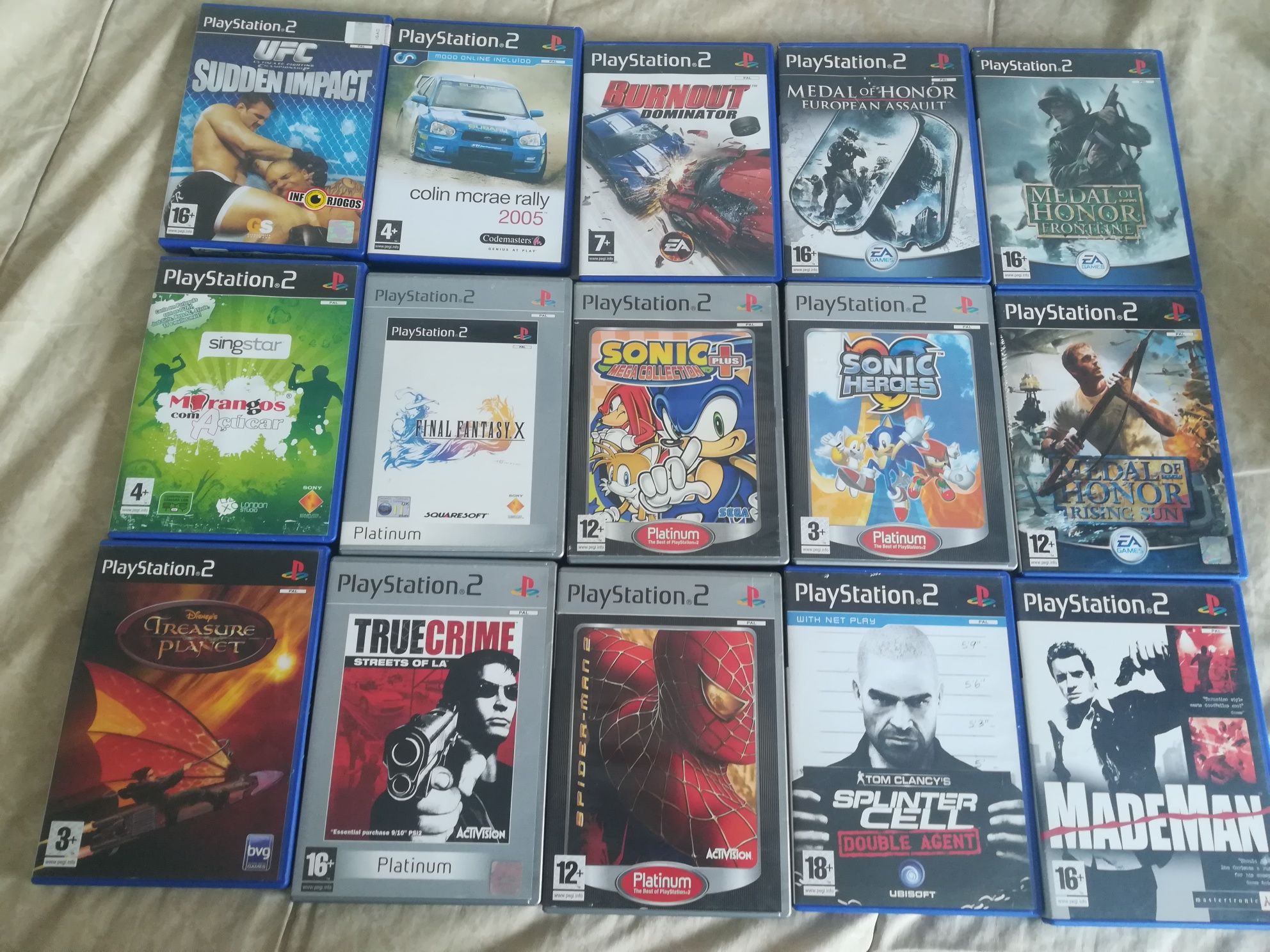 Vendo lote de jogos PS2 (sonic, Tom clancy, spider man, final fantasy)