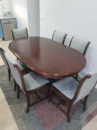Mesa com 6 Cadeiras em Mogno completamente restauradas.