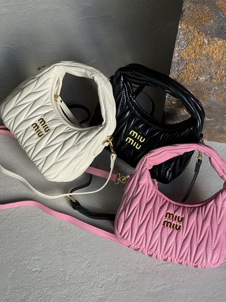 Сумка MIU MIU Wonder Matelasse Leather Hobo міу міу біла|чорна|рожева