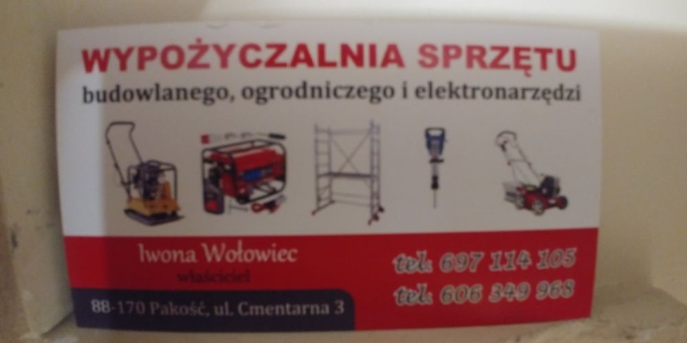 Wypożyczalnia sprzętu budowlanego ,ogrodowego i elektronarzędzi