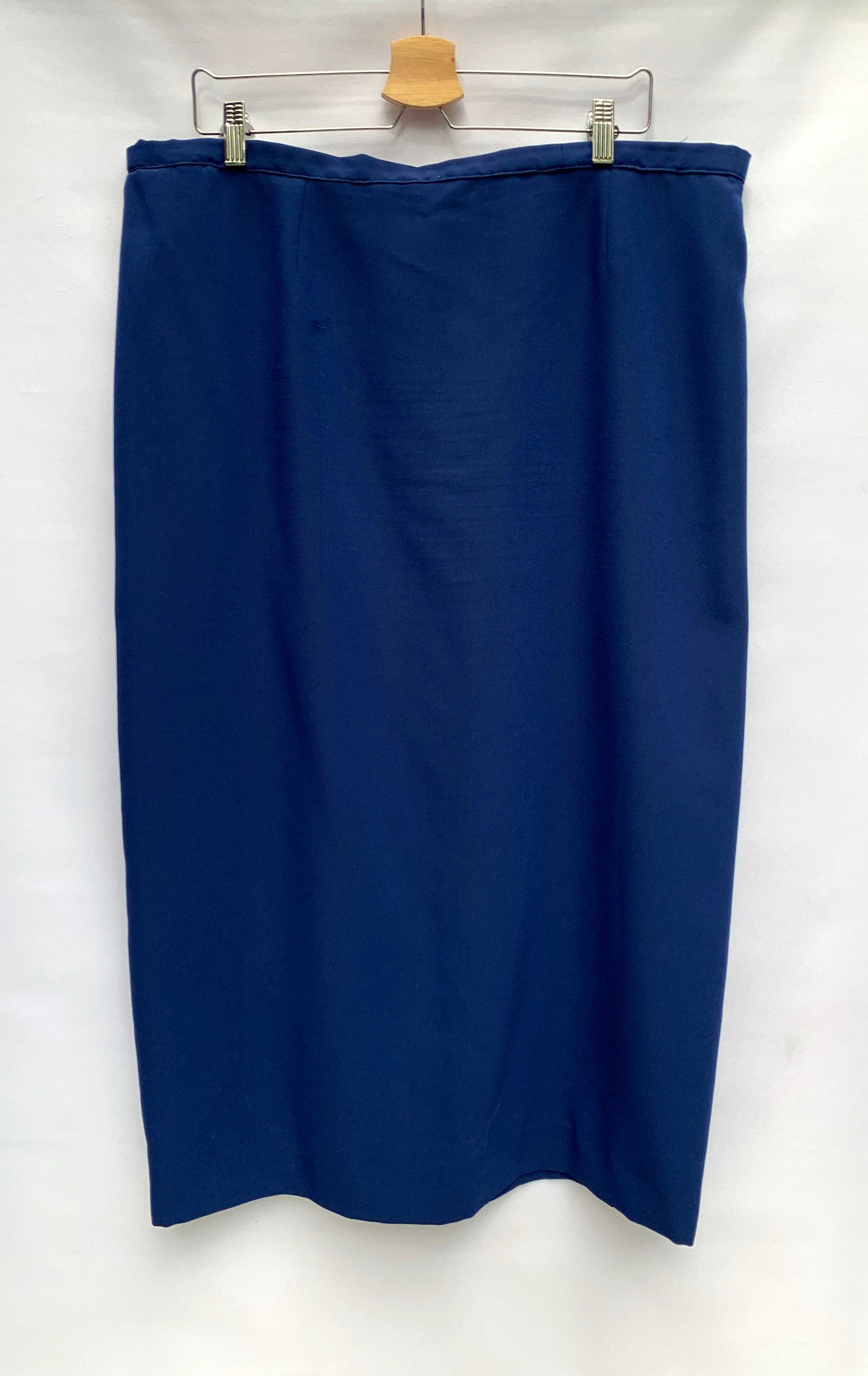 Komplet XXL 44 Kobaltowy Bluzka Spódnica Niebieski