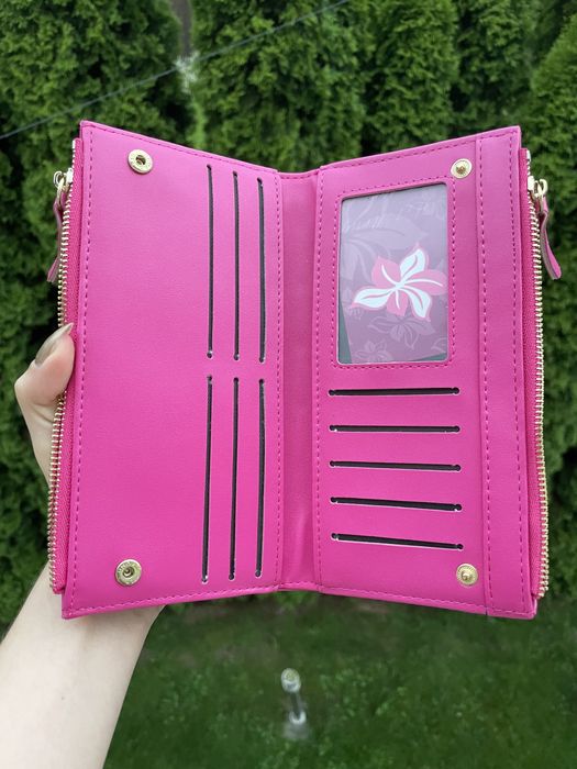 Portfel damski różowy pojemny duży