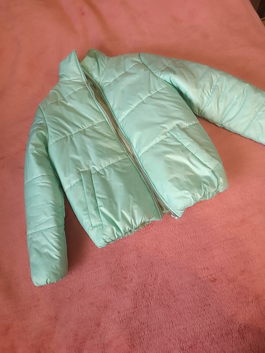 Куртка зима холодная осень цвет мяты размер 42-44