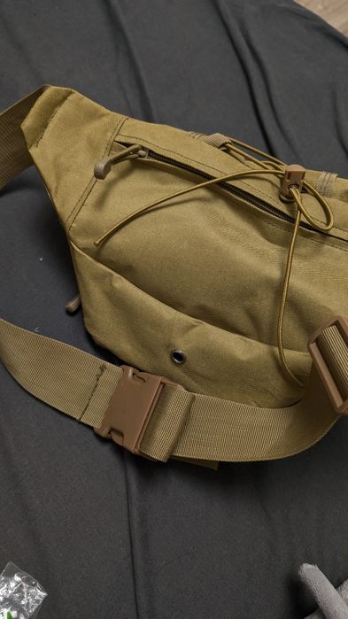 Сумка на пояс тактична, бананка, сумка через плече воєнна, оливкова