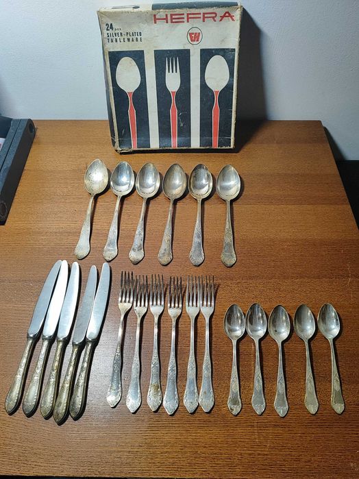 Komplet sztućców posrebrzanych HEFRA PRL
