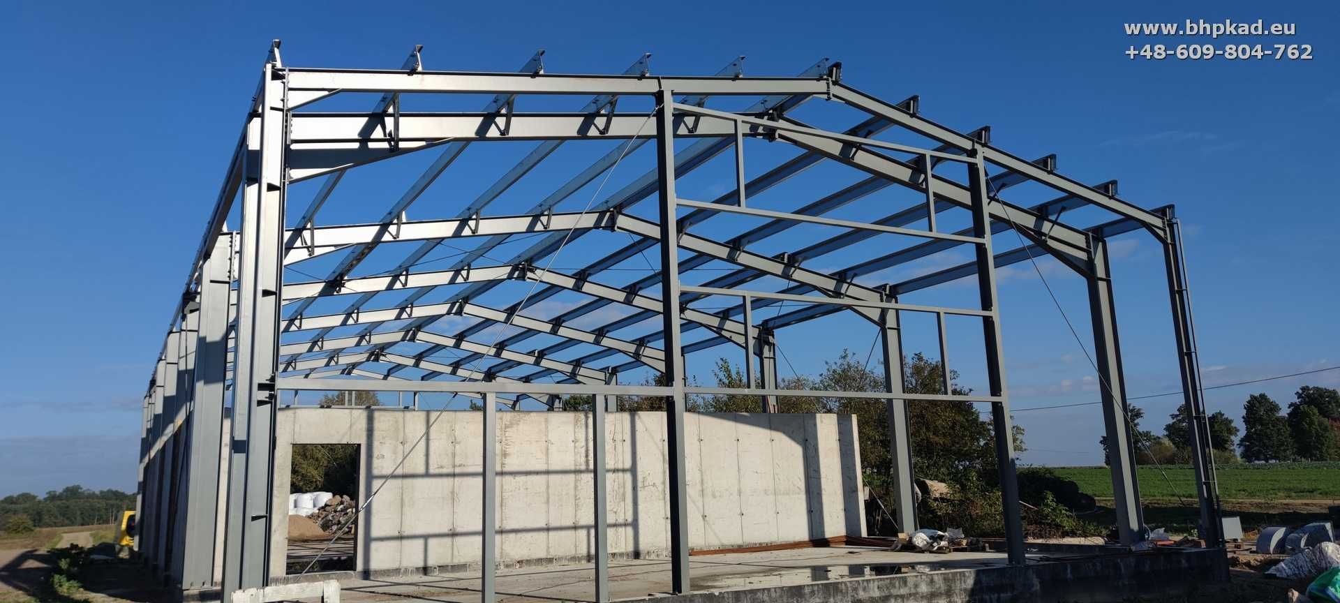 Konstrukcja stalowa. 14x30x5,4m. BHP KAD. Hale stalowe.