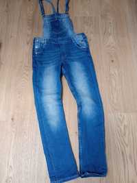 Denim spodnie jeansowe ogrodniczki 152/11-12 lat