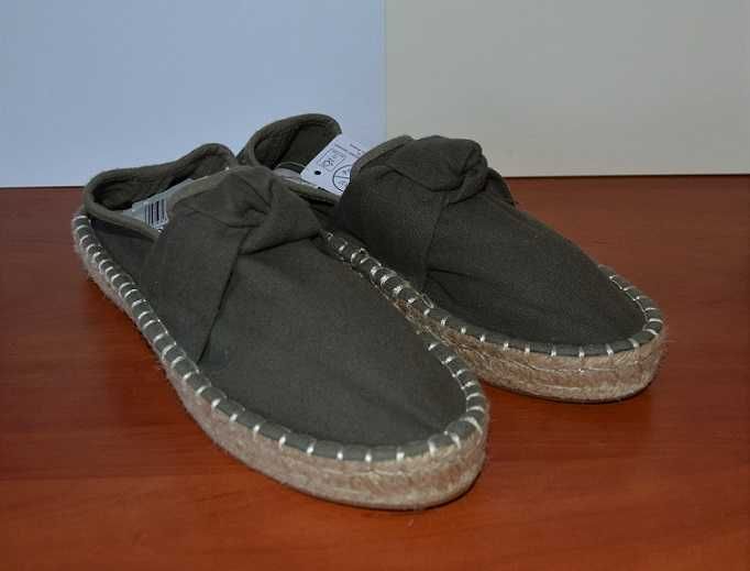 Miękkie wygodne espadryle Damskie Khaki Supełek Nowe r.37