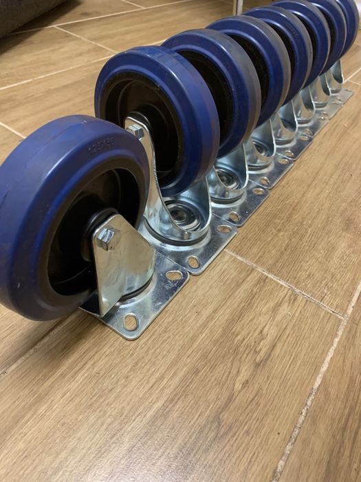 Mocne koła obrotowe skrętne 125mm/200kg z płytą, niebieski bieżnik
