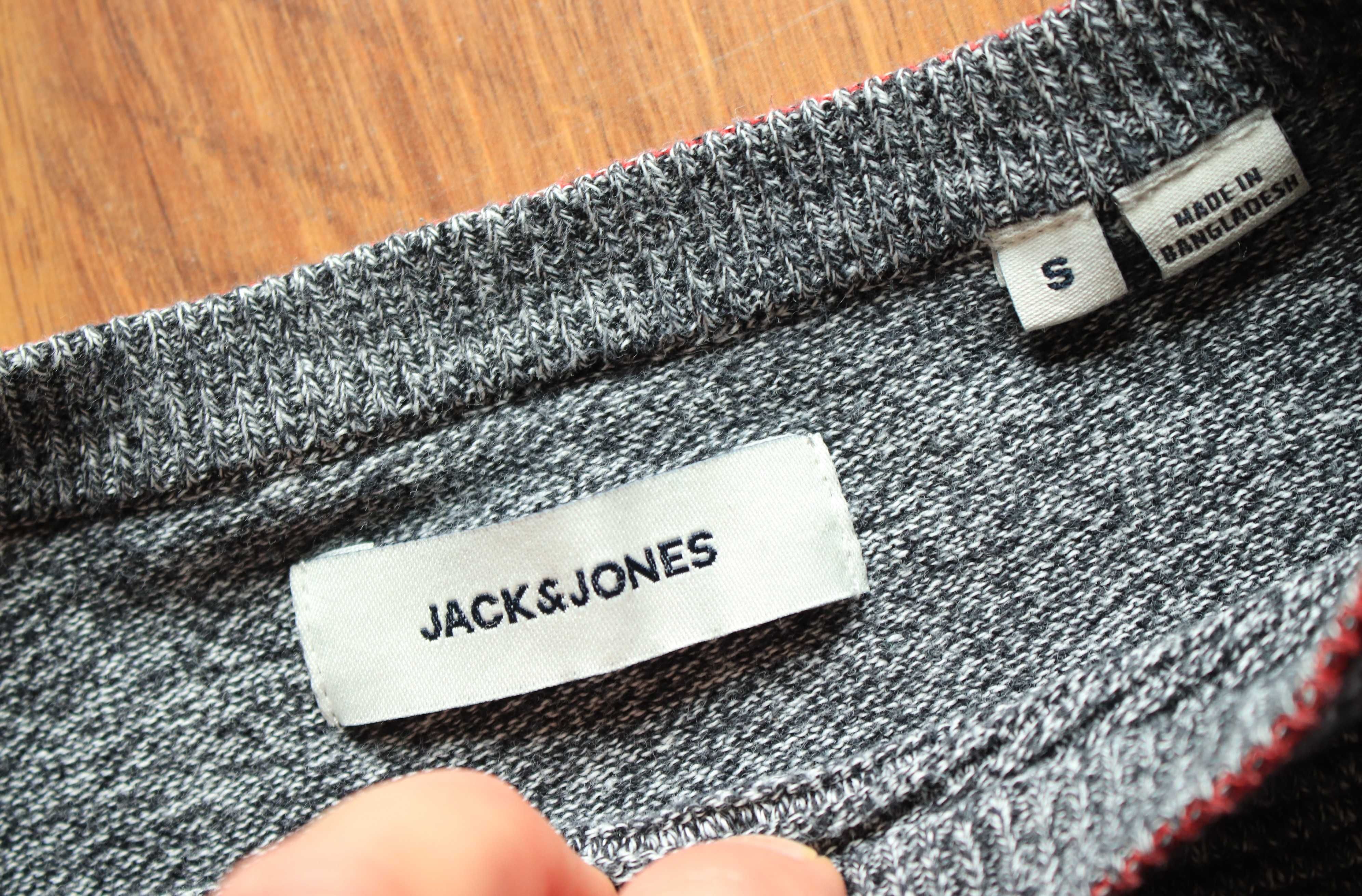 Sweter Jack and Jones r. S szary bawełniany męski dł. rękaw