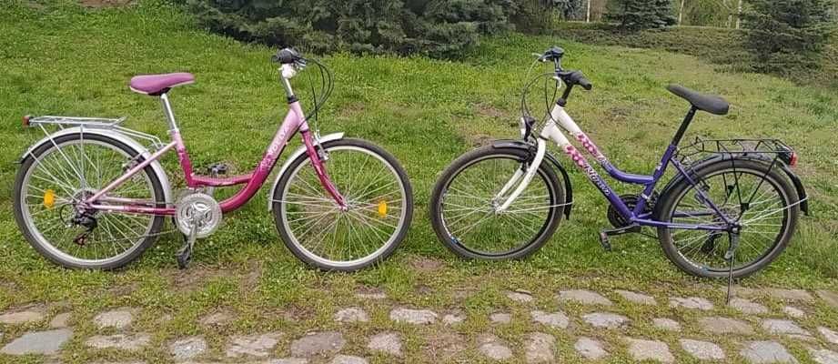 dwa rowery, miejskie damki - koła 24'' /certyfikaty Policji/