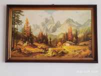 Obraz duży w drewnianej ramie M.Weber krajobraz górski 110x70
