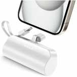 Nowy PowerBank 5000mAh 10.5W Mały Power Bank USB-C + lightning Biały