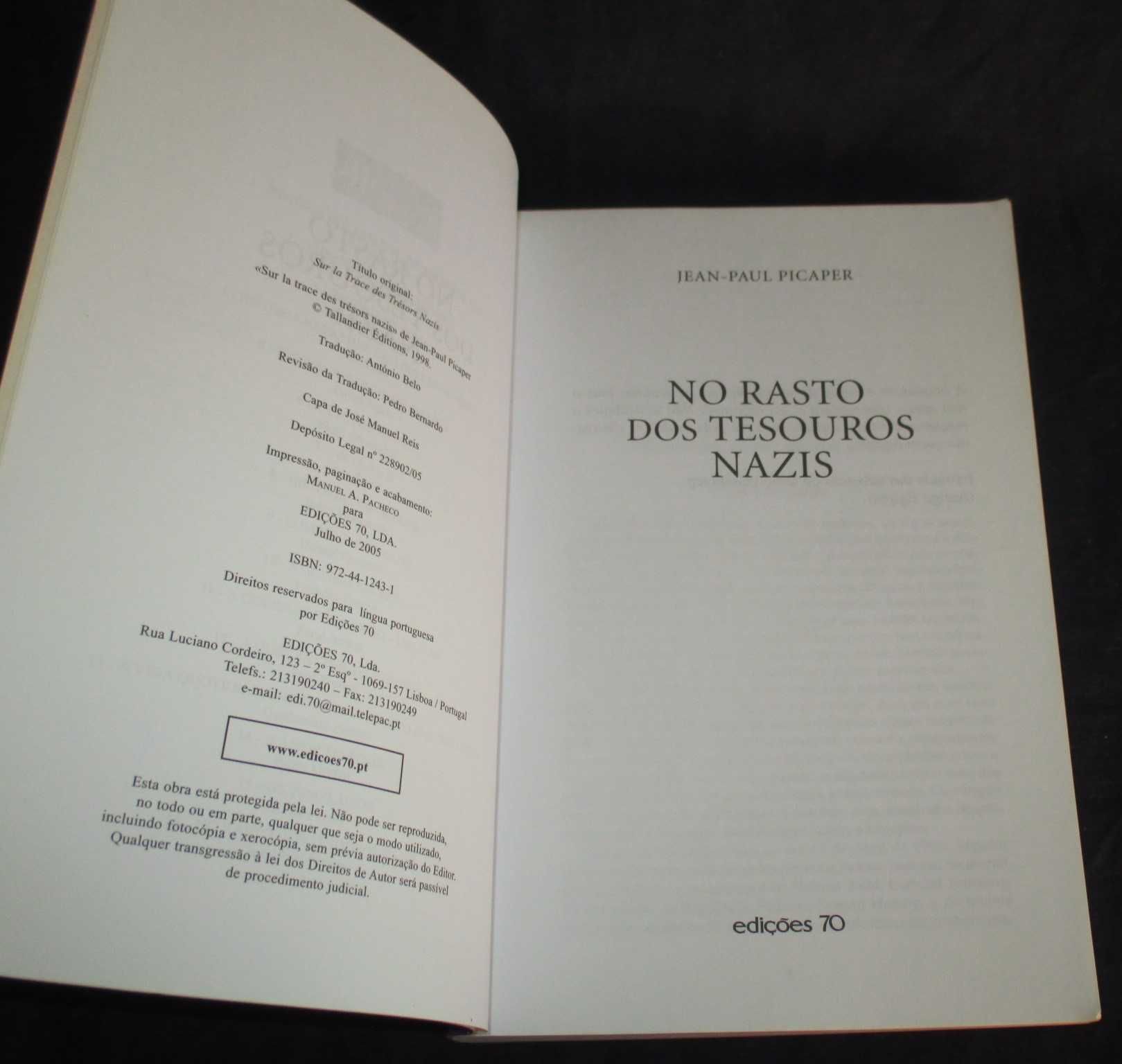 Livro No rasto dos Tesouros Nazis Jean-Paul Picaper