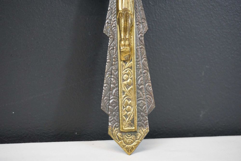 Stary krzyż wiszący pasyjka Pan Jezus mosiądz 22.5cm