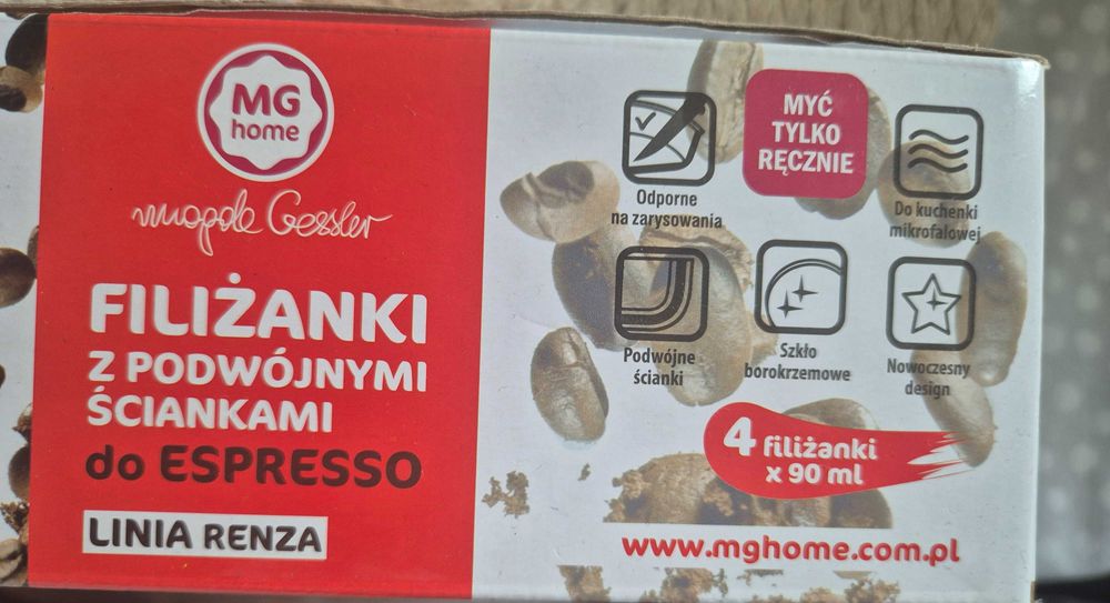 Filiżanki z podwójnymi ściankami do espresso MG home