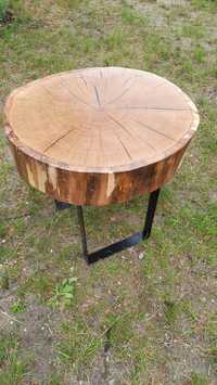 Stół, tolik drewniany, dębowy, okrągły, kawowy