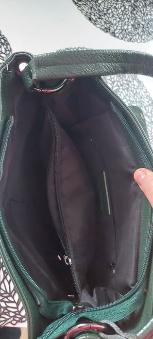 Toscanio torba skórzana butelkowa zieleń duza torebka damska na pasku