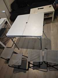Sprzedam aluminiowy składany stolik turystyczny z 4 krzesełkami Kamper