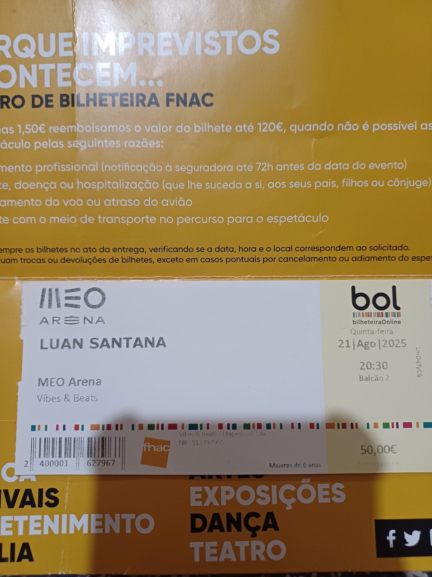 Troco ou vendo bilhete para Luan Santana, dia 21