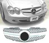 GRELHA FRONTAL SPORT AMG PARA MERCEDES SL R230 01-06 CROMADA PRATA