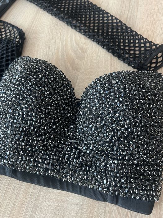 Top stanik ozdobny czarny