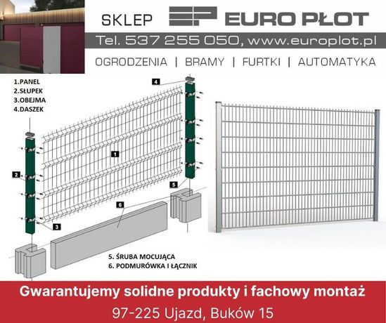 OGRODZENIA PANELOWE 3D+51 drutów pionowych+podmurówka+montaż Euro Płot