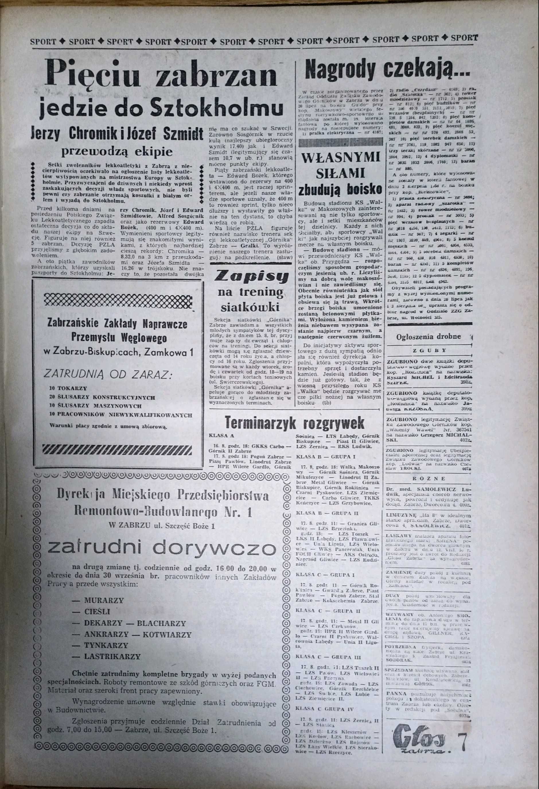 778 Głos Zabrza GAZETA rok 1958