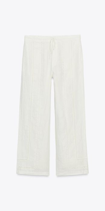 Lniane spodnie ecru Zara M 100% len koronka nowe