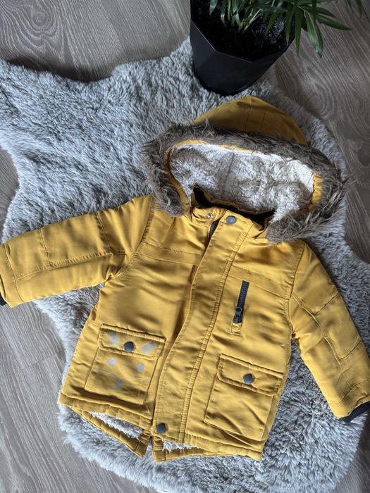 Zimowa kurtka chłopięca Parka 86 musztardowa żółta