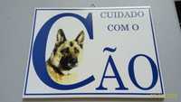 Azulejo CUIDADO COM O CÃO Pastor Alemão 30x20 cm Placa de Aviso Sinal