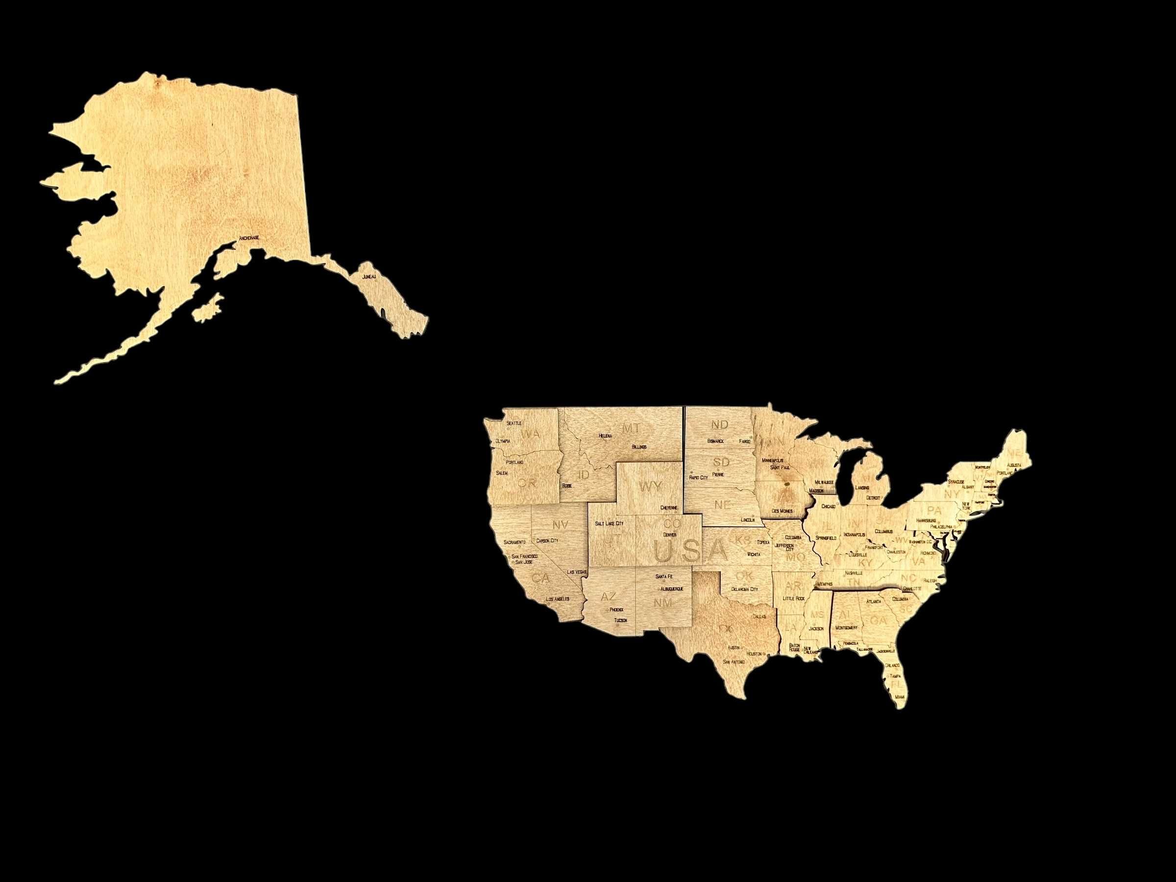 Mapa 3D drewniana USA-Winchester 158cm Stany Zjednoczone, U.S.A.