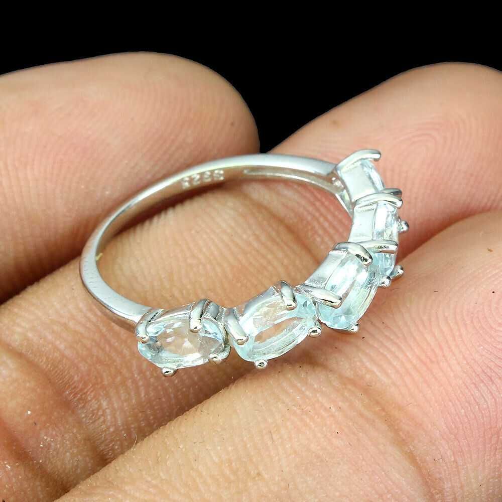 Серебряное кольцо с натуральным бразильским аквамарином. Размер 17