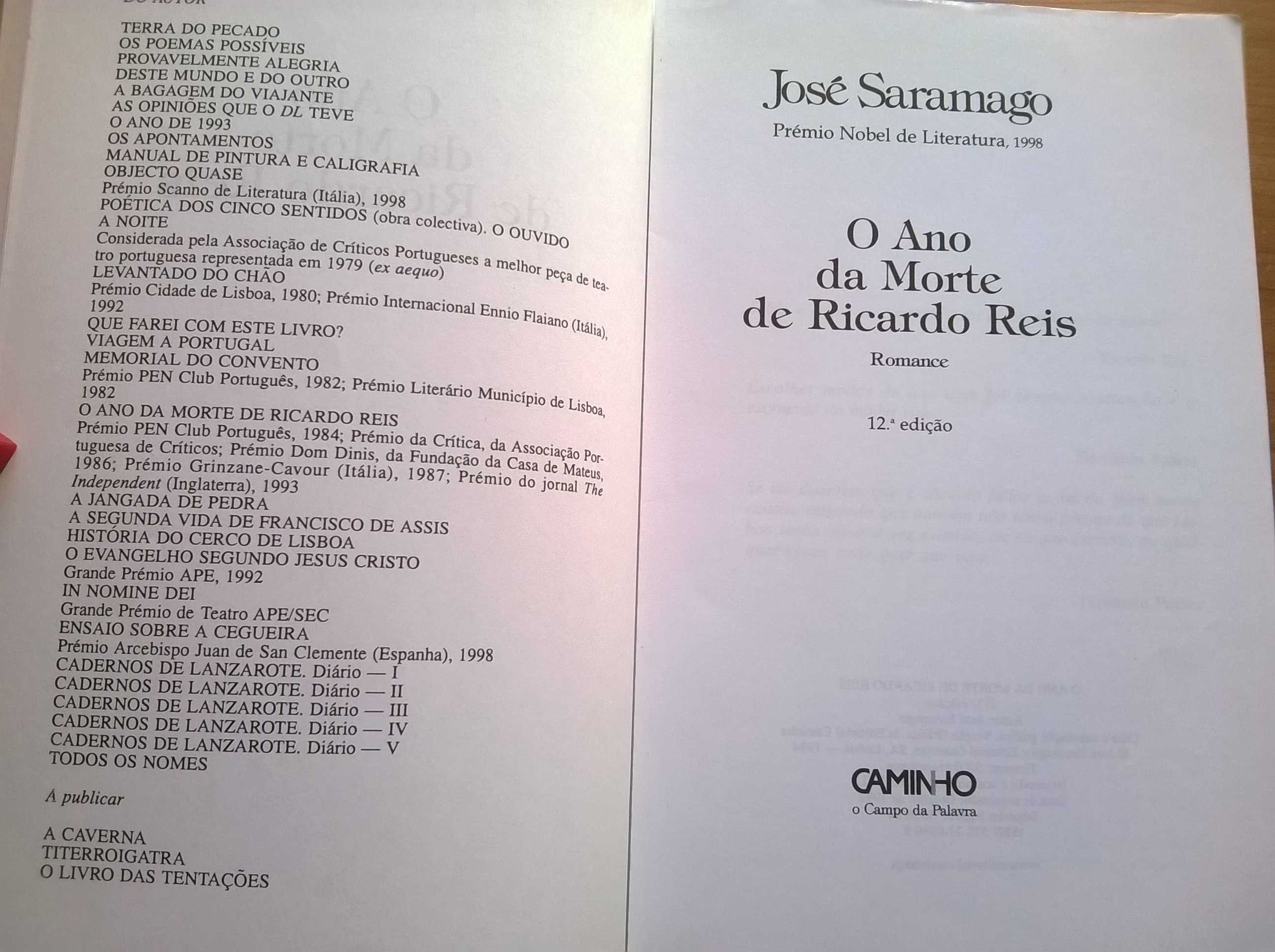 O Ano da Morte de Ricardo Reis - José Saramago