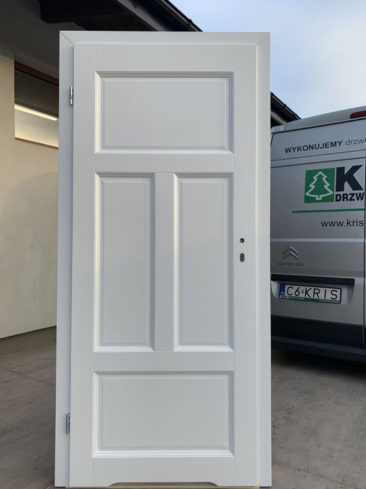 Drzwi drewniane sosnowe Białe OD RĘKI 800 OFERT z futryną regulowaną
