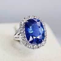 10 ct Royal Blue Szafir Diamenty GIA cert pierścionek zaręczyny