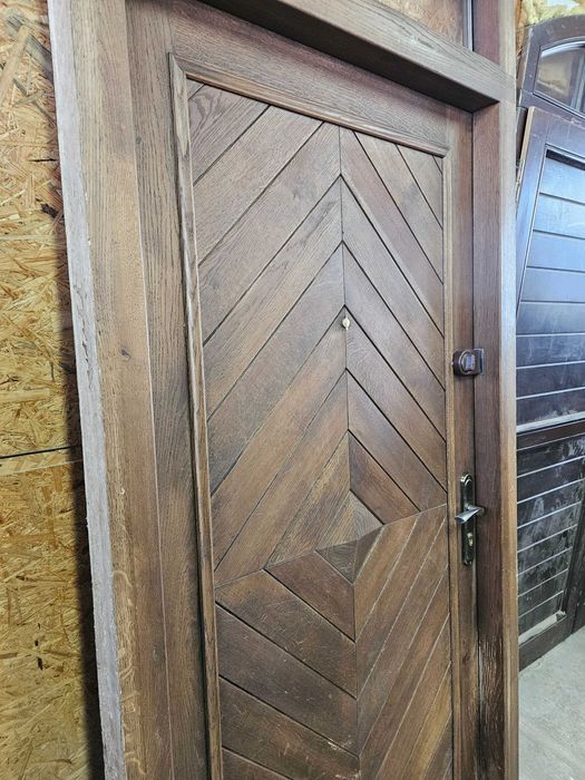 DRZWI Zewnętrzne Dębowe Drewniane Wejściowe z Naświetlem 104x240cm